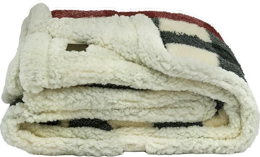 Zest Fleece plaid Extra zacht plaid Ruit Rood wit zwart 150x125 cm Teddy & Vacht zijde Perfect voor op de bank Heel warm en zacht Dubbele voering Perfect voor op de bank Fleece plaid Fleecedeken - Foto 2