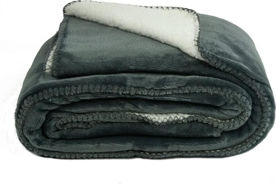 Zest Fleecedeken Fleeceplaid Donker Grijs Zachte vachtzijde binnenkant Pluist niet Stevige kwaliteit Plaid voor op de bank bed of woonkamer decoratie 200 x 150 cm Houdt warmte goed vast warme crème-witte vachtzijde