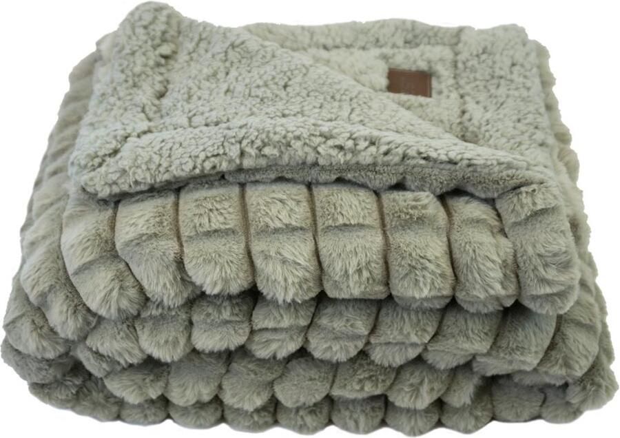 Zest Fleecedeken Fleeceplaid Taupe Dubbele zachte vacht zijde Pluist niet Stevige kwaliteit Plaid voor op de bank bed of woonkamer decoratie 150 x 125 cm Houdt warmte goed vast