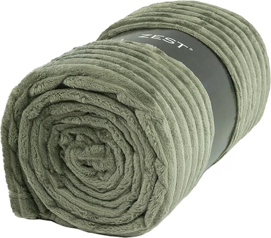 Zestt Zest Fleece plaid deken Taupe 150x200 cm Ribbelstructuur & Extra Groot 100% polyester warm en zacht- Perfect voor op de bank GAEVE