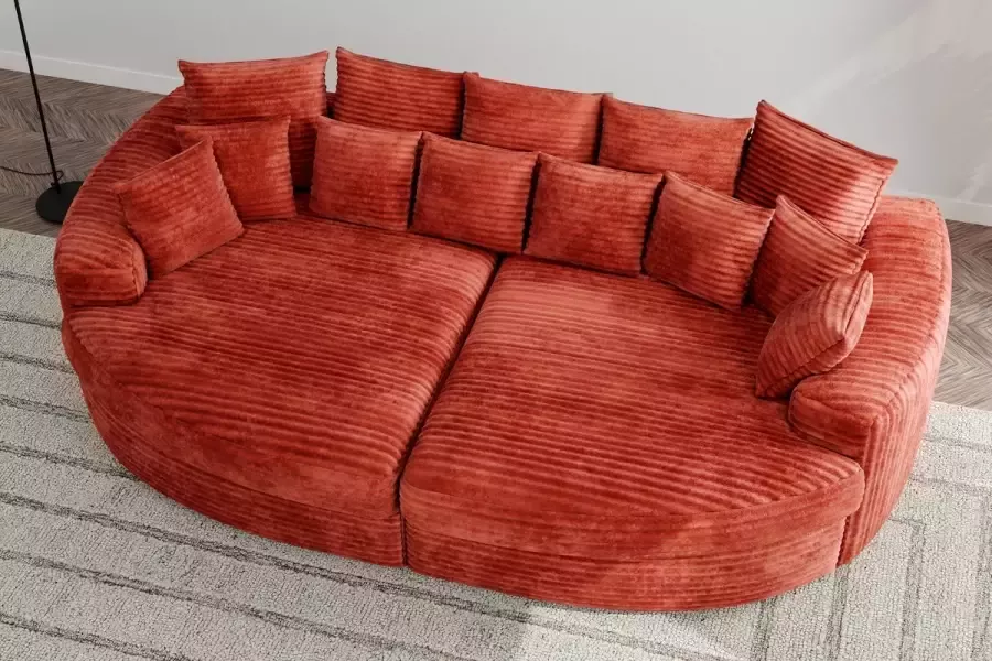 zetelsenbedden.be Bigsofa Zitbank Romantico Cosy Kaneel ( red ) Bank Chillsofa XXl in Extra dik Corduroy Ribstof Zitbanken Hoekbanken en Hoeksalons