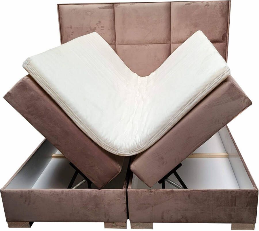 Zetelsenbedden.be Boxspring bed Grand 180x200 Velvet Beige compleet bed met opbergruimte seatsandbeds - Foto 3