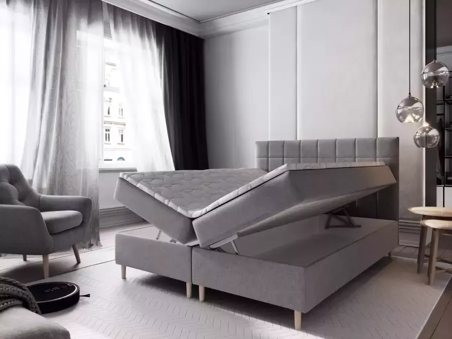 Geen merk boxspring ibiza met opbergruimte 180- boxspring compleet met matras en comfort schuim topper 4 cm- ibiza- 180x200 cm- complete bed met matras en comfort schuim topper 4 cm- zetelsenbedden