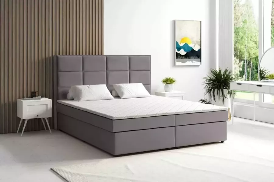 Geen merk boxspring janeiro 140x200cm- bruin velvet- met opbergruimte- inclusief comfortschuim topper 4 cm- zetelsenbedden - Foto 2