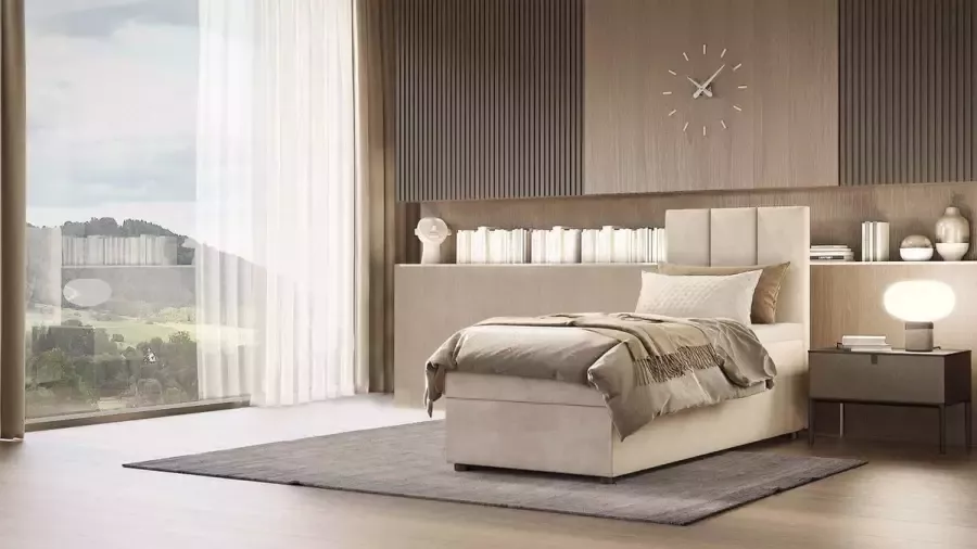 zetelsenbedden.be boxspring venus- roze velvet compleet bed met opbergruimte- inclusief comfort schuim topper 4cm