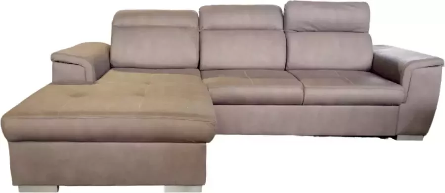 Geen merk Hoekbank Lyon Links met bedfunctie en opbergruimte Hoeksalon in afkuisbare taupe microvezelstof met slaapfunctie en opberg zetelsenbedden - Foto 2