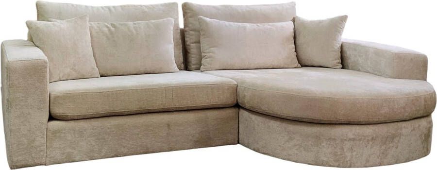 Geen merk Hoekbank Domo U Hoeksalon wooneiland Velvet Beige Xl met Slaapfunctie en Opbergruimte Universele lounge links of rechts - Foto 3