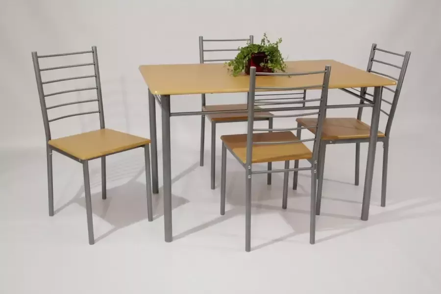 Geen merk Tafel Anka met 4 stoelen Tafelset met stoelen Keukentafel Eettafel - Foto 2