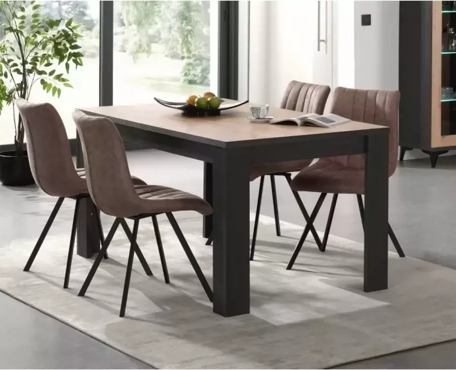 Geen merk Tafel eden eiken antraciet eettafel Eetkamertafel zetelsenbedden