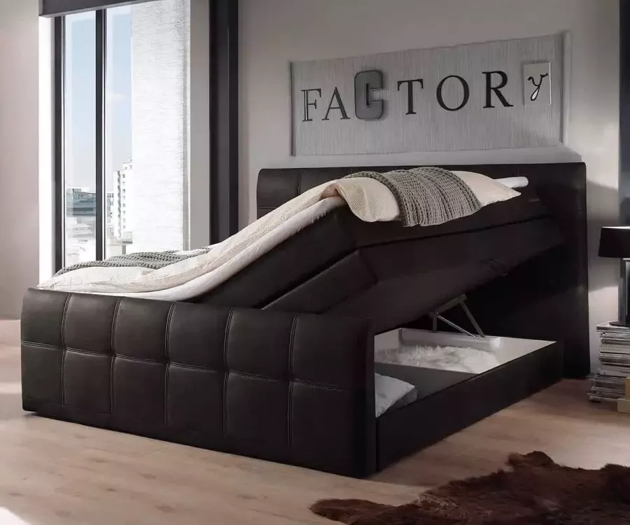 Meubels Home Boxspring bed Belle compleet 160X200 met opbergruimte matras en topper inbegrepen zetelsenbedden zwart boxspring - Foto 2