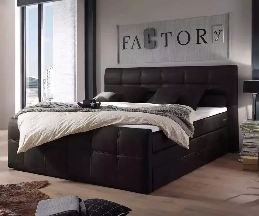 Meubels Home Boxspring bed Spain compleet 180X200 met opbergruimte matras en topper inbegrepen zetelsenbedden zwart boxspring - Foto 2