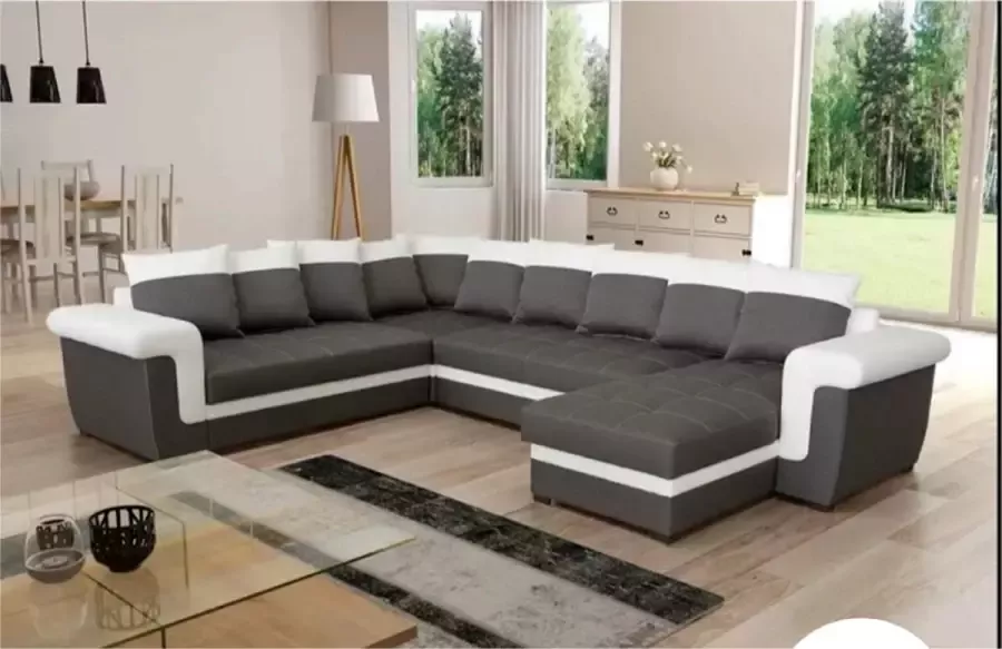 Geen merk Hoekbank Porto donkergrijs met bed en opbergruimte hoeksalon grote wooneiland universele lounge links of rechts - Foto 3