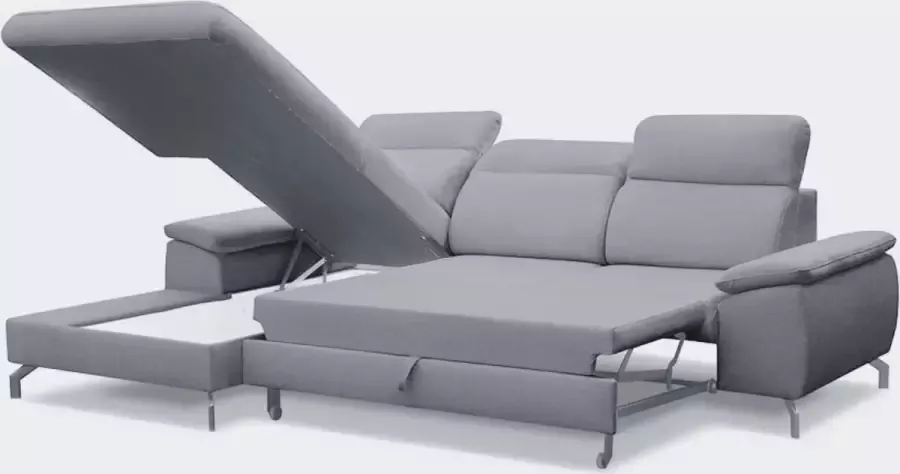Geen merk Hoekbank Slavio Links met slaapfunctie en opbergruimte hoeksalon zetelsenbedden - Foto 2
