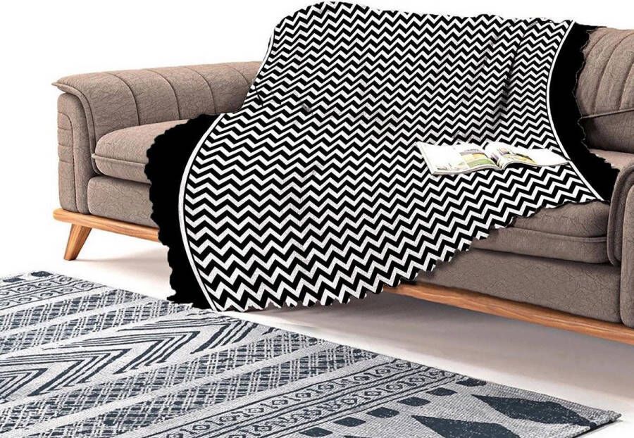 Zethome Bankhoes Zwart Sofa cover 180x180 cm Chenille Stof Bank hoes Bank beschermer Digital Printed