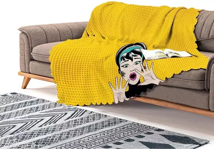 Zethome Pop Art Bankhoes Sofa cover 180x180 cm Chenille Stof Bank hoes Bank beschermer Digital Printed