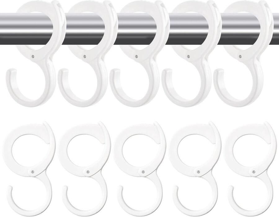 Allecto Plus 20 stuks Haken voor Ophangen Witte Haken voor Kledingrekken met Oogje Anti-Vallende Kledinghaken