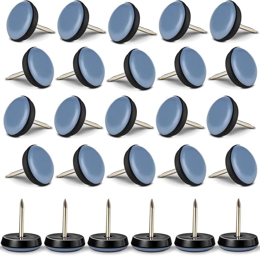 Zeynomax 20 stuks Teflon glijders met spijkers Meubelglijders voor stoelpoten 22 mm Tegels en hardhouten vloeren PTFE stoelglijders