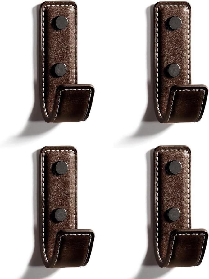 Zeynomax 4-Pack Wandhaken voor Garderobe en Handdoeken Bruin Set van 4 stuks