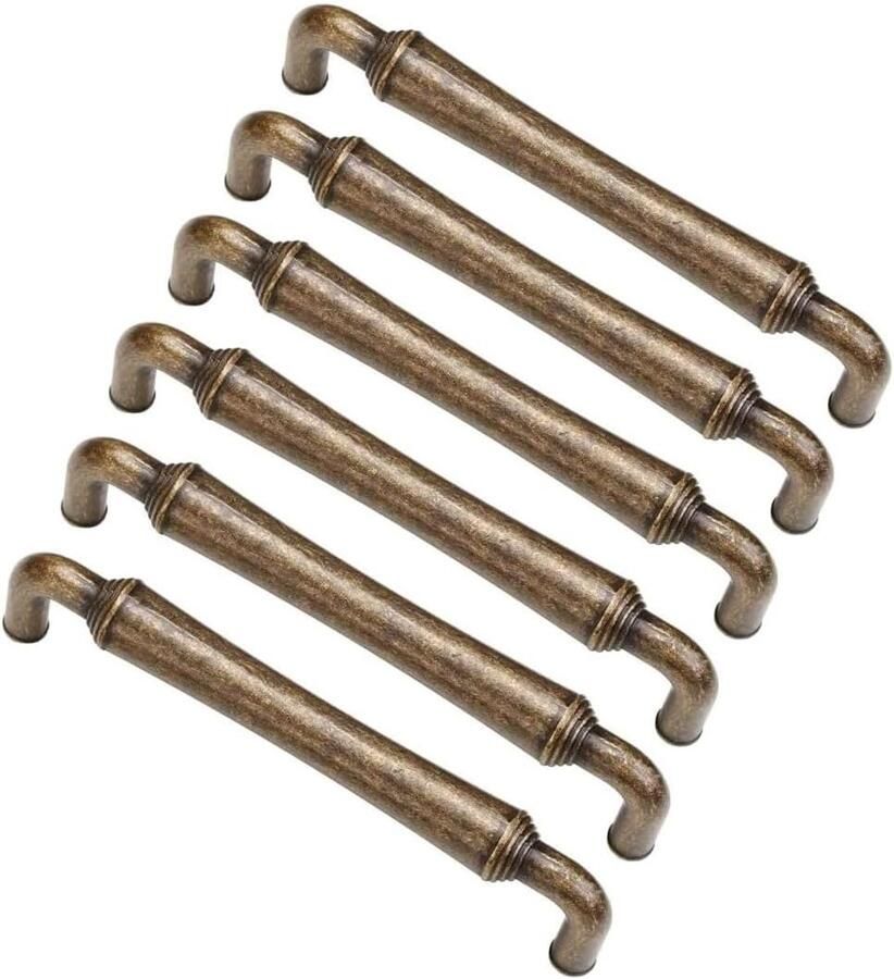 Allecto Plus 6-delige Set Antieke Lade Handvatten 96mm Antieke Messing Keukenkast Meubelgrepen (Bronze Gat midden:128mm) Duurzaam en Stijlvol ontwerp