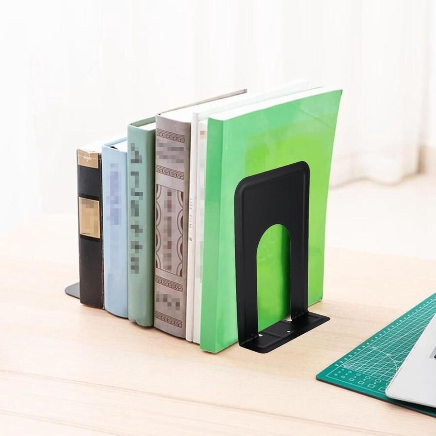 Zeynomax Boekensteunen van zwaar metaal 6 paar 12 stuks Zwart Met antislipbasis Voor planken Kantoor thuis school bibliotheek