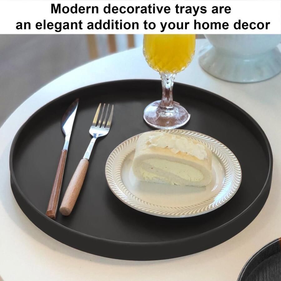 Zeynomax Decoratieve metalen dienblad 29 cm zwart voor geurkaarsen en kaarsen Tafeldecoratie voor woonkamer en badkamer Elegante schaal voor eettafel Stijlvol kaarsenplateau