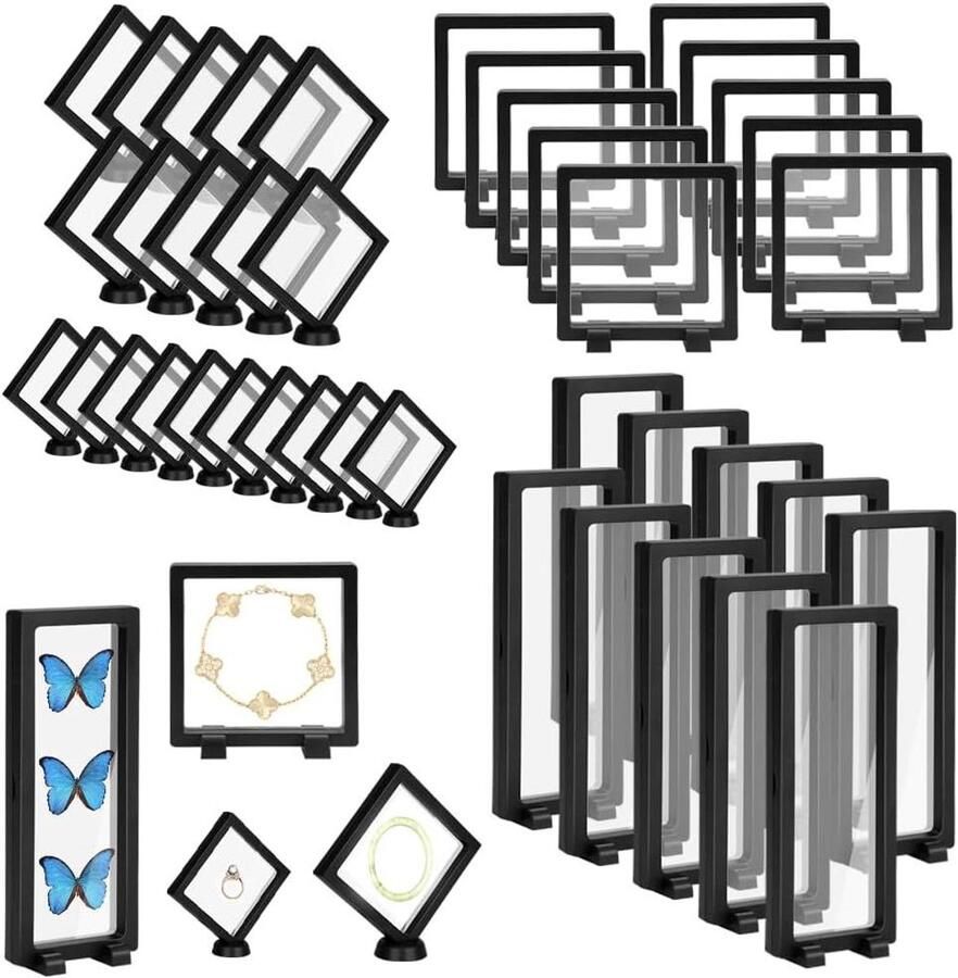 Zeynomax Drijvend Frame Vitrinekast voor Munten en Sieradenopslag Transparant 40 Pack - Foto 2