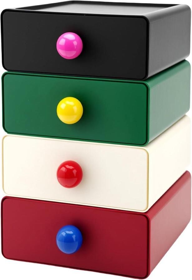 Inovra Plus Grote Capaciteit Desktop Opbergdoos Organizer voor Kamer en Kantoor Stapelbare Opbergladen 4 Stuks Kleuren Slaapzaal en Badkamer Opbergoplossing