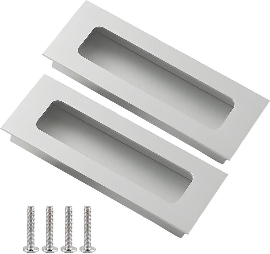Zeynomax Handgrepen schuifdeurklink ladenkast handgrepen keuken handgrepen verzonken deurhandgrepen zwarte deurklink met schroef voor alle kastdeuren (Zilver)