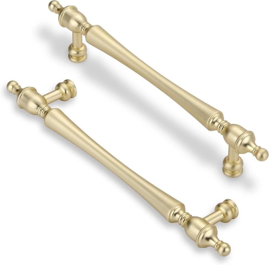 Allecto Plus 6-delige Set Goudkleurige Kasthendels met 128mm Gatafstand voor Keukenkasten Keukenkast Handgrepen