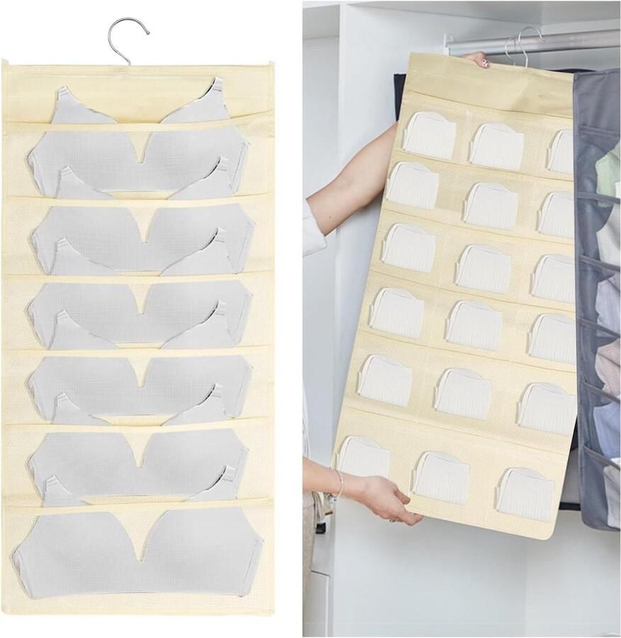 Zeynomax Hangende kledingkast opbergorganizer met 24 zakken voor sokken ondergoed en meer