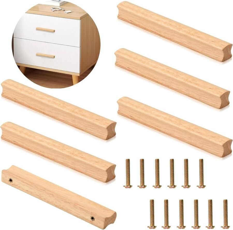 Zeynomax Houten Meubelgrepen Set van 6 Gatafstand 128 mm Universele Handgrepen Keuken & Kantoor Inclusief Schroeven