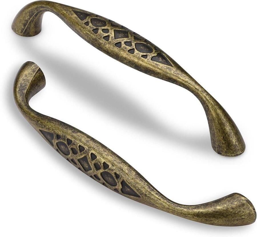 Allecto Plus 6 stuks Antieke messing keuken kast pulls Vintage stijl 128mm Hole center Voor lades kasten en dressoirs