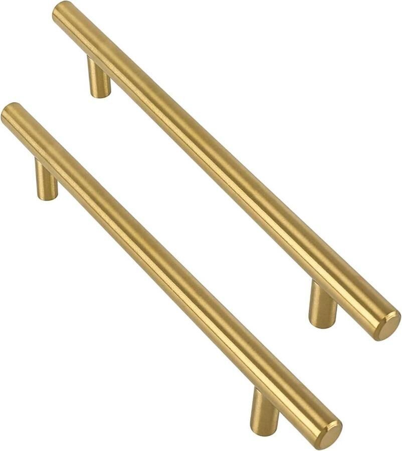 Zeynomax Keukenkast handgrepen in goud en roestvrij staal 10 stuks T-handgreep 192mm Geschikt voor keukenkasten