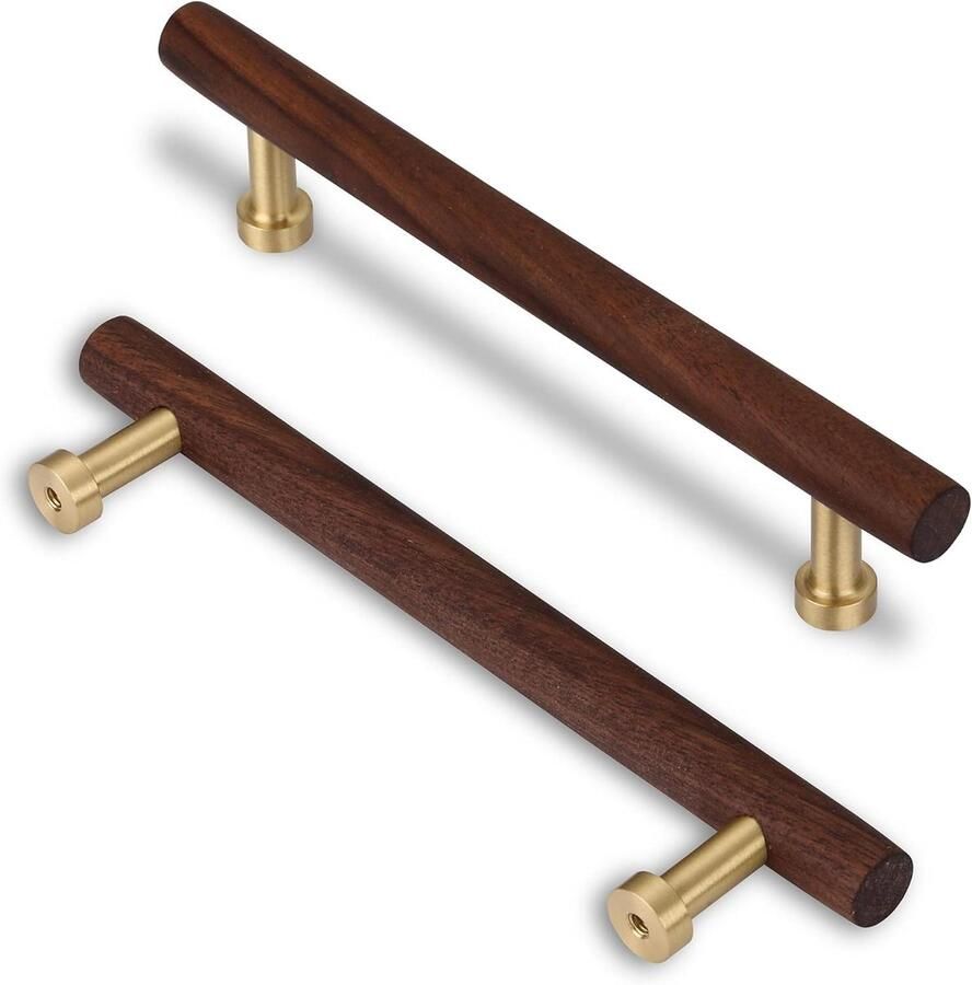 Allecto Plus Handgrepen voor keukenkasten 6 stuks walnoothout 96mm Kastlades Meubelbeslag met elegant walnoothout design