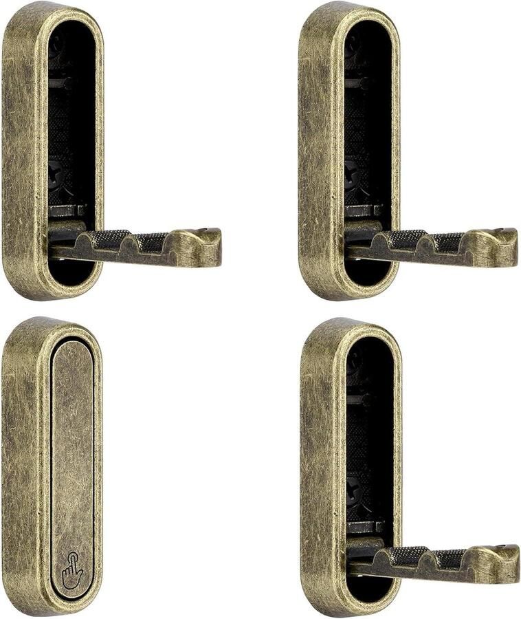 Zeynomax Klaphaken wandhouder 90 graden inklapbaar set van 4 met schroeven voor keuken en badkamer Bronskleur Muurkantoor garderobe