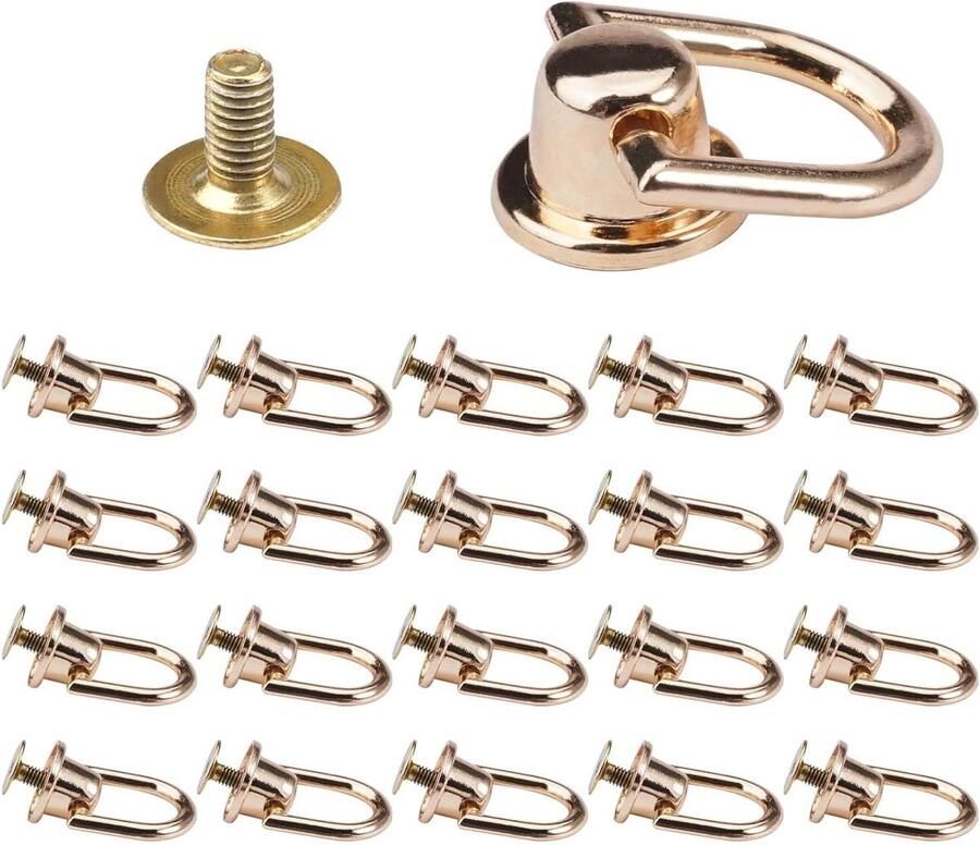 Zeynomax Klinknagel Set 20 Stuks 12mm Ronde Kop D-type Draaibare Klinknagels van Messing Voor DIY Lederen Handtasbewerking