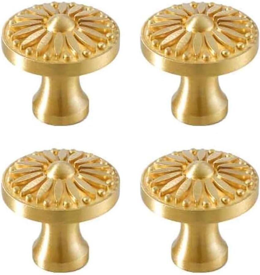 Allecto Plus Set van 4 gouden meubelknoppen van massief messing
