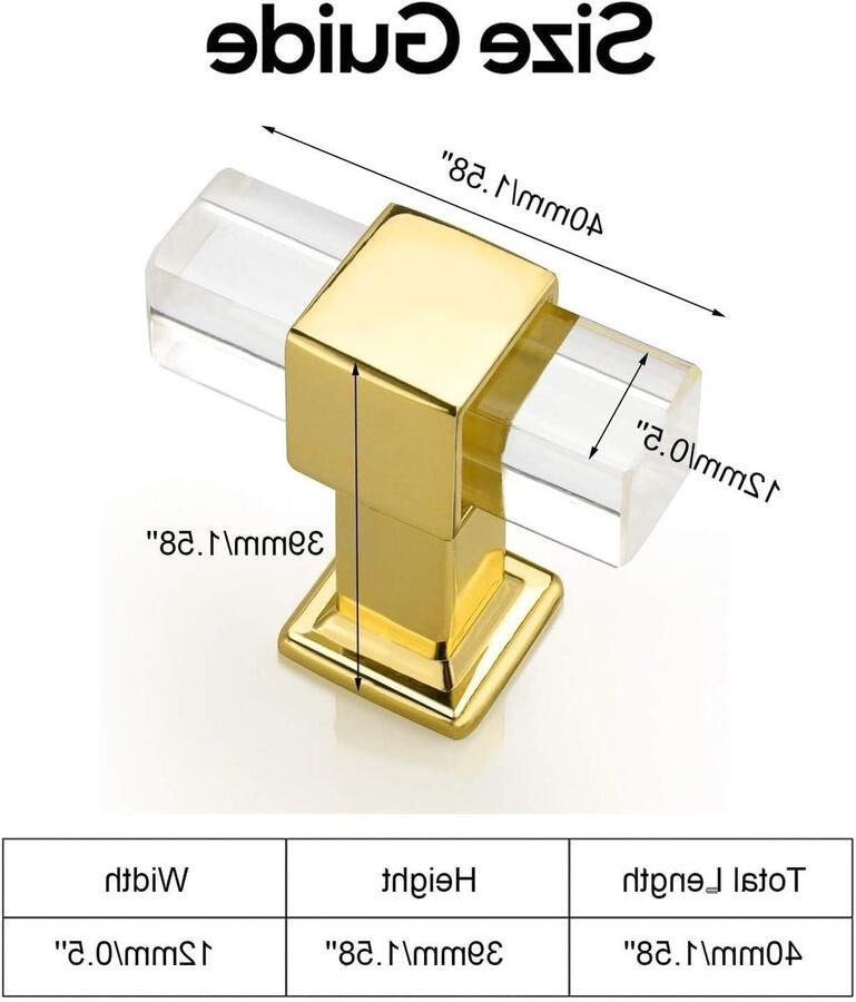 6-pack goudkleurige acryl meubelgrepen voor keukenkasten Set van 40mm kast handgrepen voor Cabnet Lade Kabinet