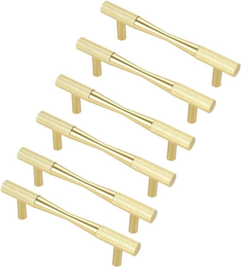 Allecto Plus 6 stuks goudkleurige meubelgrepen 96 mm gatafstand voor kasten en keukens