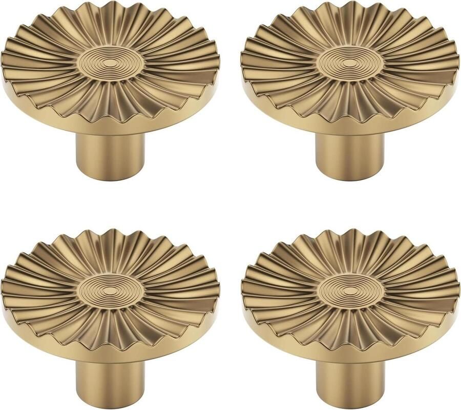 Allecto Plus Set van 4 Meubilair Knoppen voor Kasten Antieke Messing Lade Knoppen in Champagne Bronze Meubelbeslag met Enkelgaatje