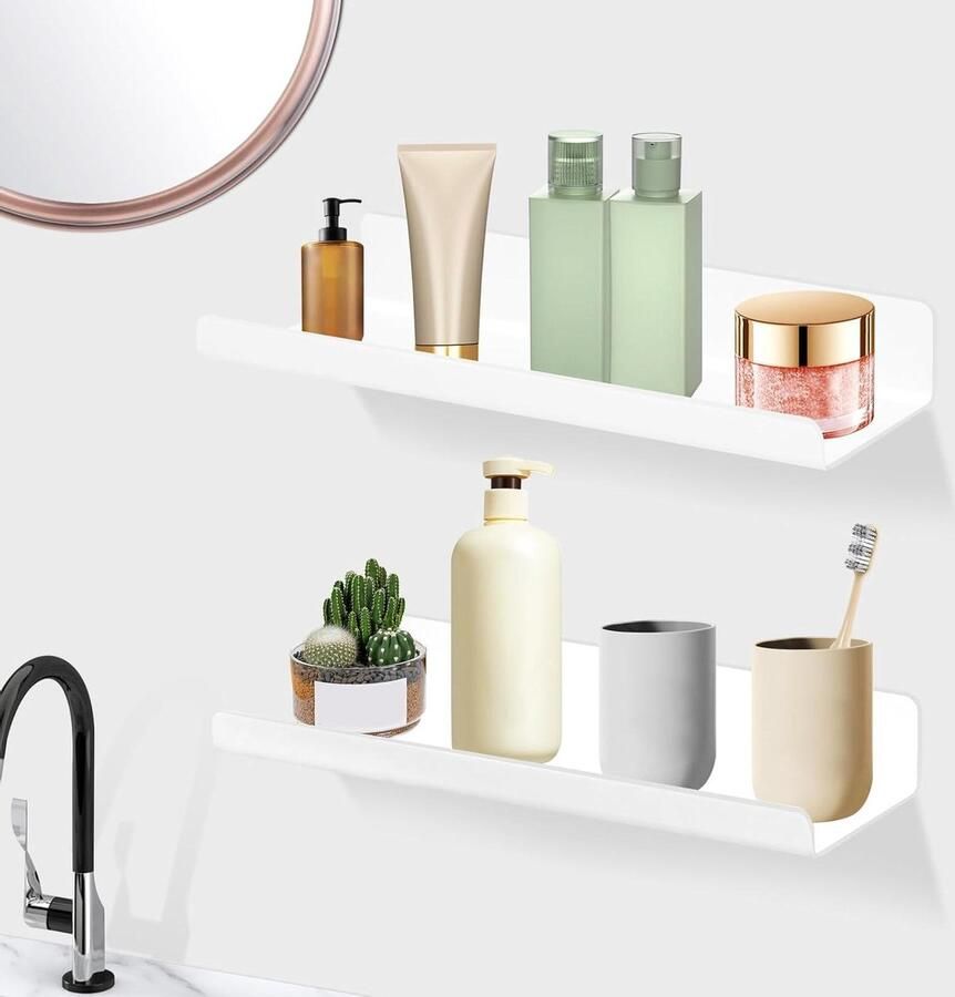 Allecto Plus Wandplank van massief hout in moderne stijl Opbergplank met natuurlijke uitstraling