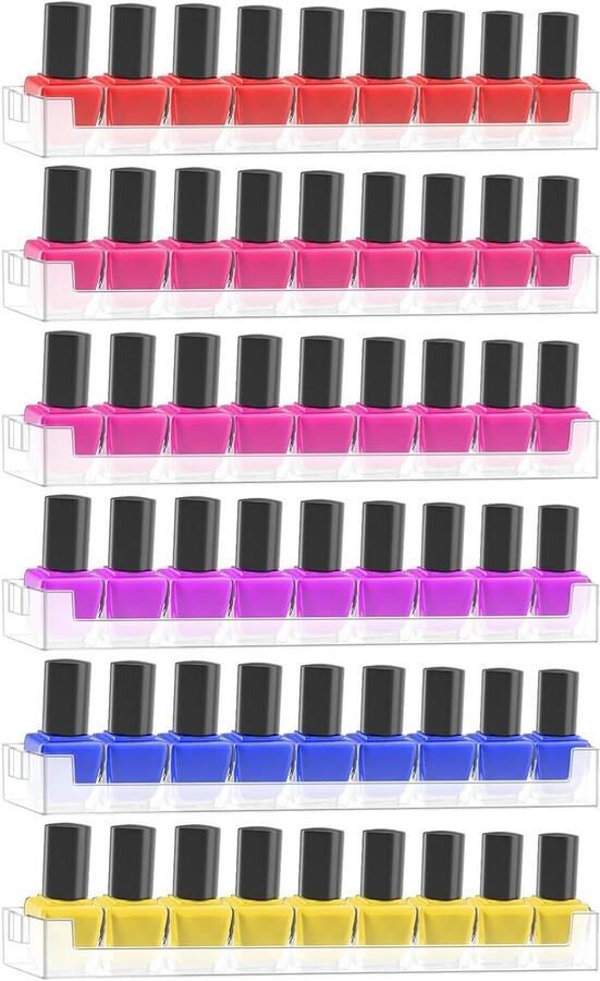 Zeynomax Opslag voor 6 nagellakflesjes Wandrek Acryl Transparant Nagellakhouder voor Badkamer Slaapkamer Studio Muur gemonteerd Displayrek