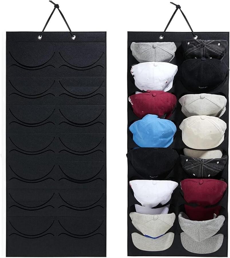 Zeynomax Opslag voor honkbalhoedenhouder Organiser voor 16 deurzakken Tentoonstelling en opslag van collectie Slaapkamer kast entree muur Hoedenhouder organizer met zoekwoorden zoals honkbalhoeden en opslag