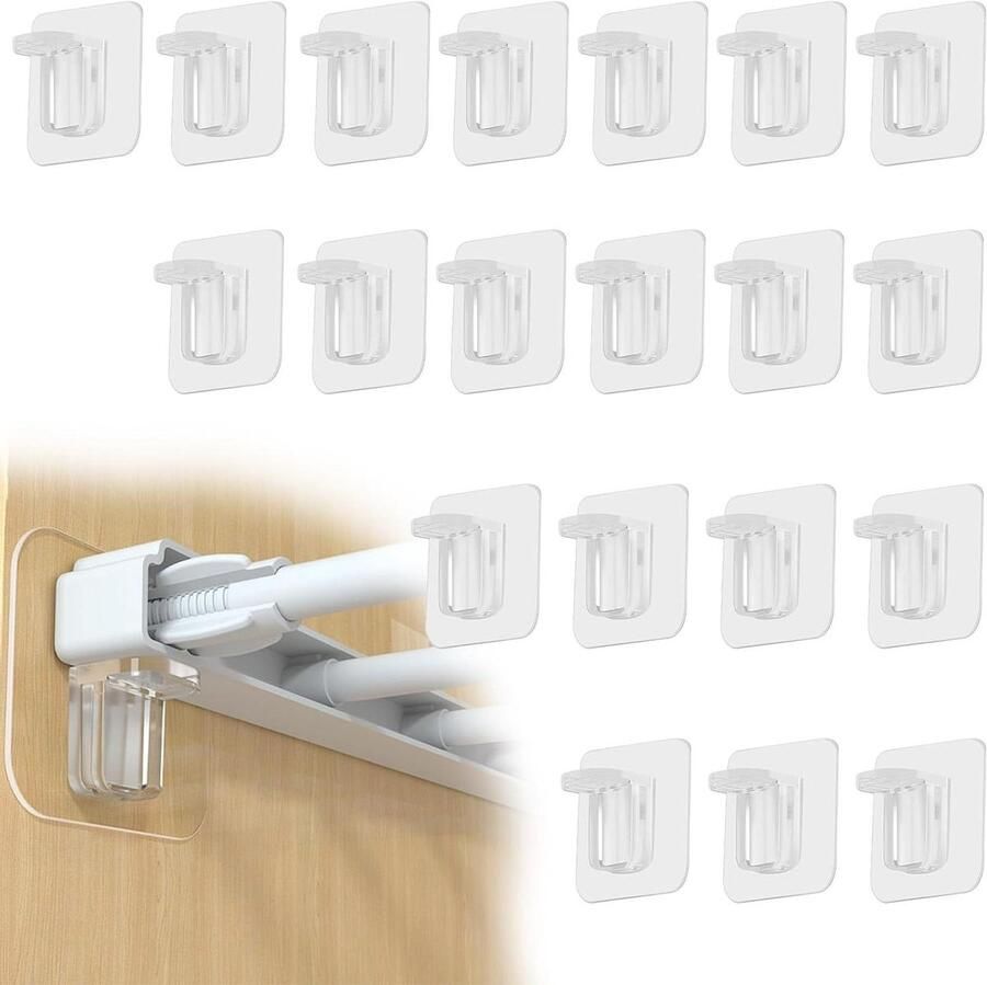 Zeynomax Pack van 20 Plankbeugels Zelfklevende Extra Sterke Plankhouders Transparant Zonder Boren Kunststof Kast Steun voor Kledingkast Glasplanken