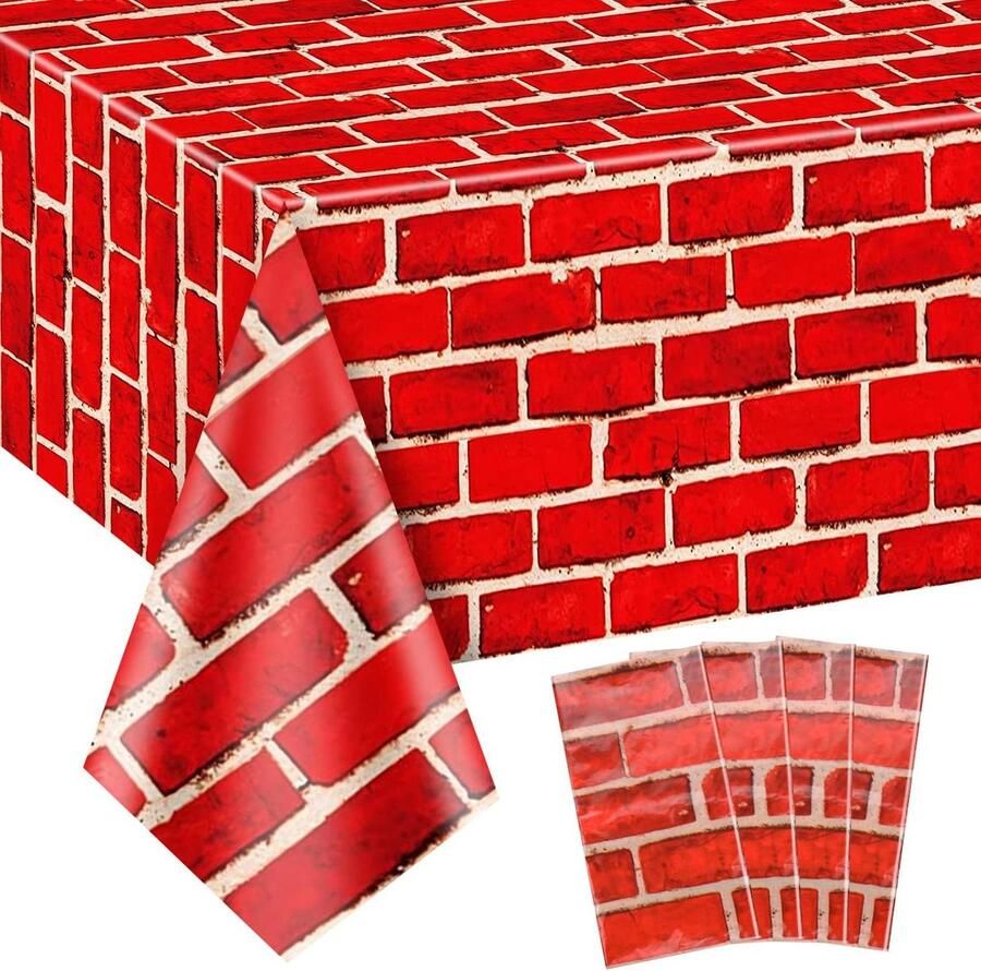 Zeynomax Rode Bakstenen Tafelkleden 129 x 218 cm voor Feestdecoratie Set van 4 Stuks