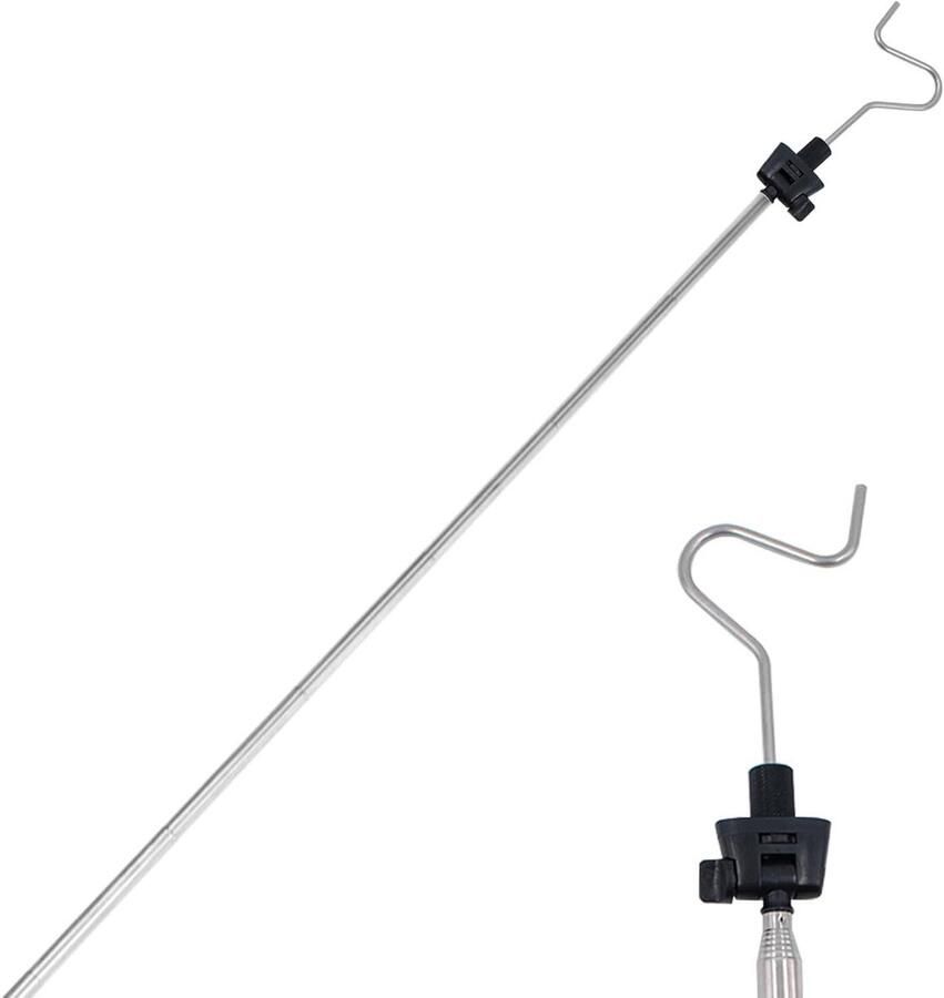 Inovra Plus Set van 2 Telescoop Kledinghaken 355-109 cm Roestvrij Staal Kledingstang voor Hoge Ruimtes Kast Ophanghaak