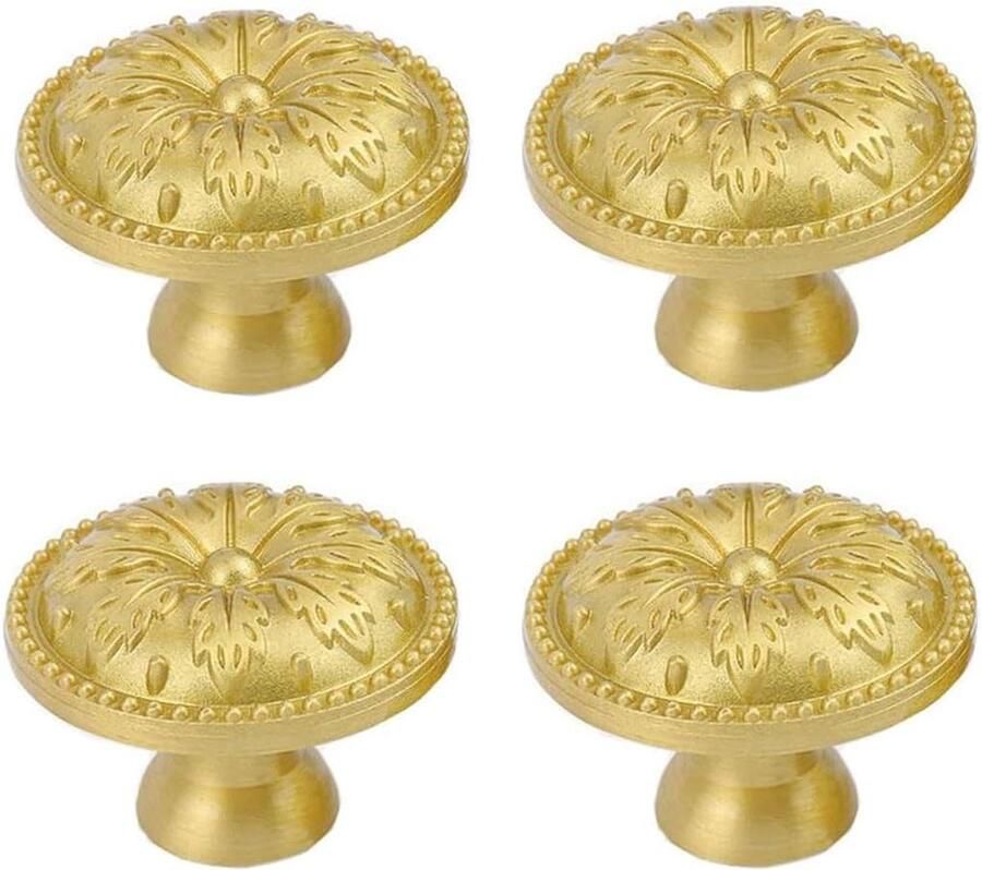 Zeynomax Set van 4 messing meubelgrepen voor kastdeuren en lades met schroeven