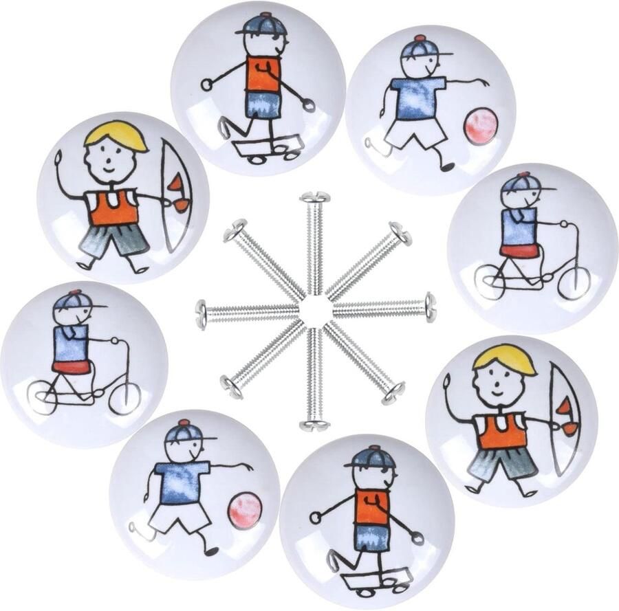 Zeynomax Set van 8 Keramische Meubelknoppen voor Kinderen Meubelknoppen Handgrepen Keukenknoppen voor Commodes Kasten Laden Decoratieve Keramische Knoppen voor Schoenenkasten
