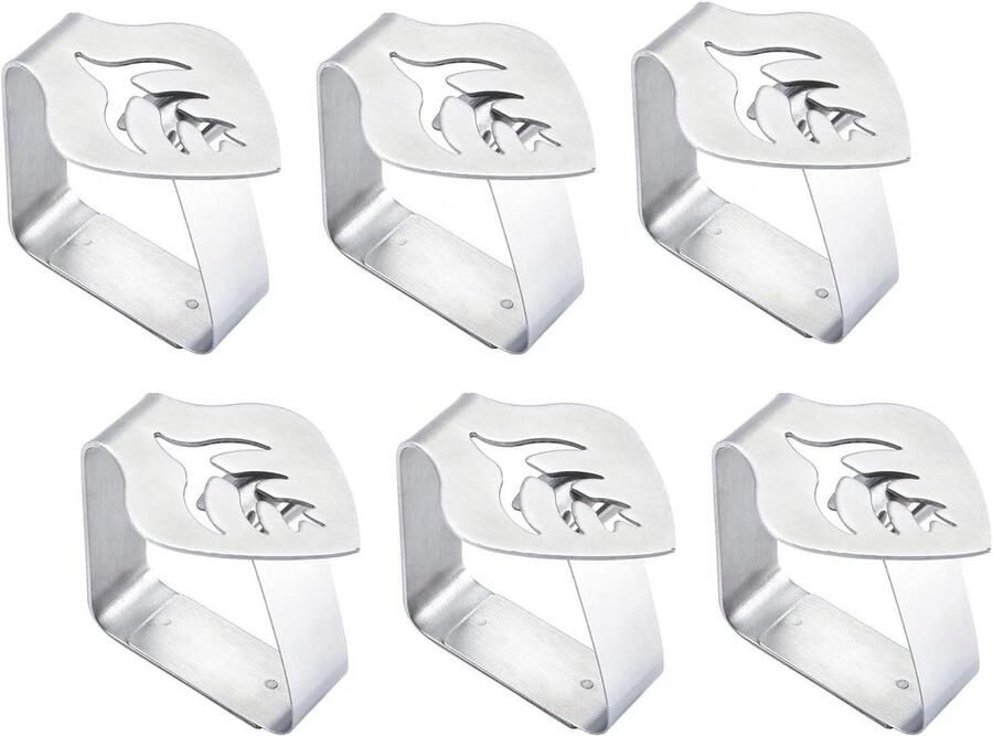 6-delige Set Roestvrij Stalen Tafelkleed Klemmen Tafelkleedclips voor Thuisgebruik en Bruiloften Tafeldoekbevestigingen voor Keuken en Familiepicknicks