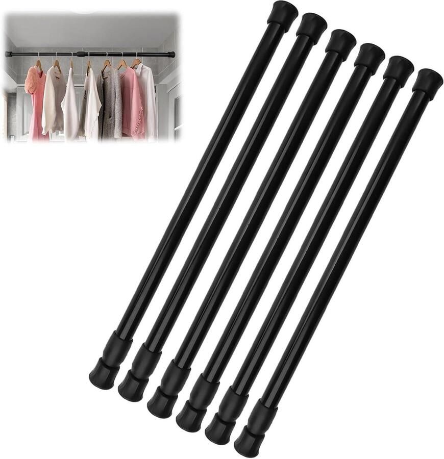 Allecto Plus Telescopische Gordijnstang 30 50 cm Set van 6 Geen Boren Anti-Slip Voor Ramen en Kasten